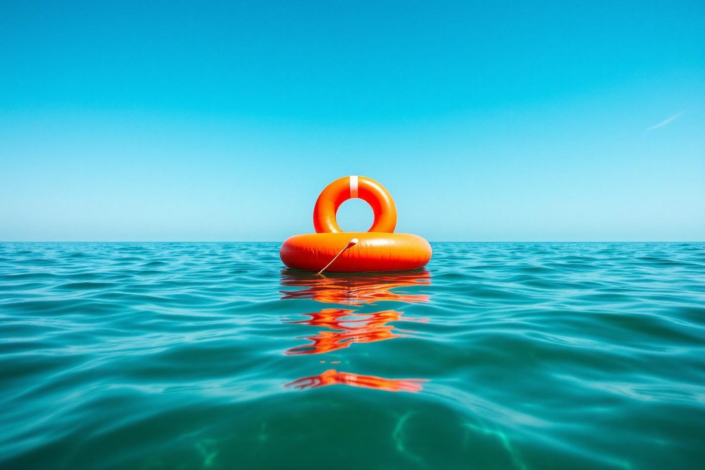 Bouée orange flottant sur une mer turquoise lumineuse