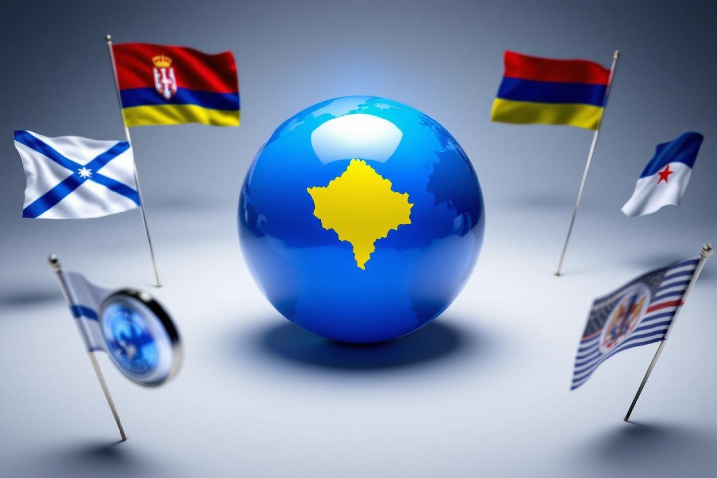 Globe bleu avec drapeaux de différents pays autour