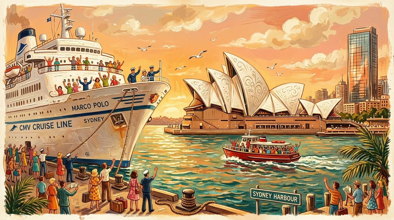 Navire de croisière Marco Polo arrivant à Sydney avec Opéra House