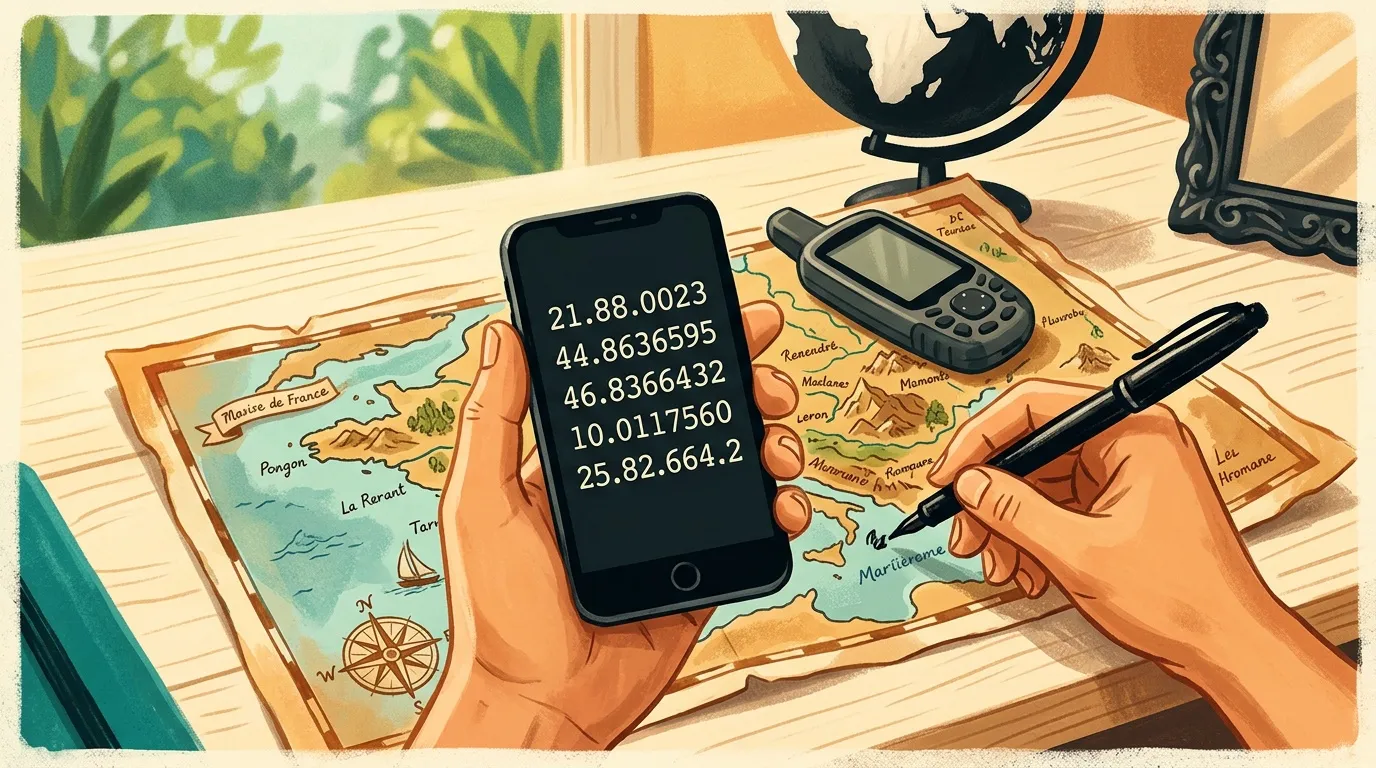 Mains consultant smartphone GPS sur carte de France